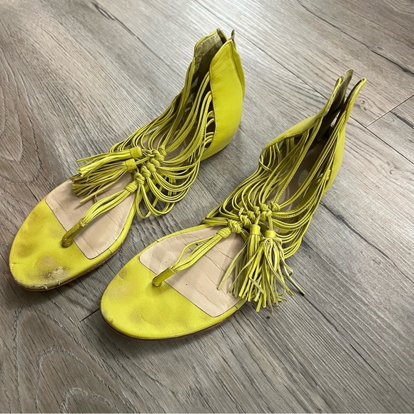 Dolce Vita Yellow Fringe Sandals - Picture 1 of 5